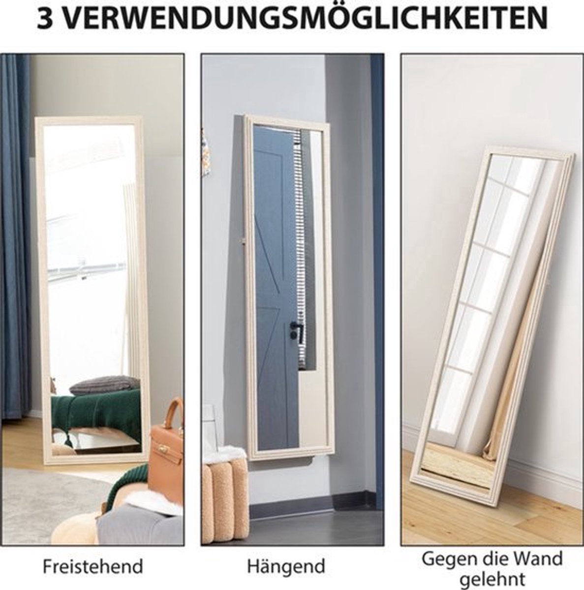 Volledige Lengte Spiegel – Spiegel – Wandspiegel – Stijlspiegel – Body Spiegel – Wit Frame