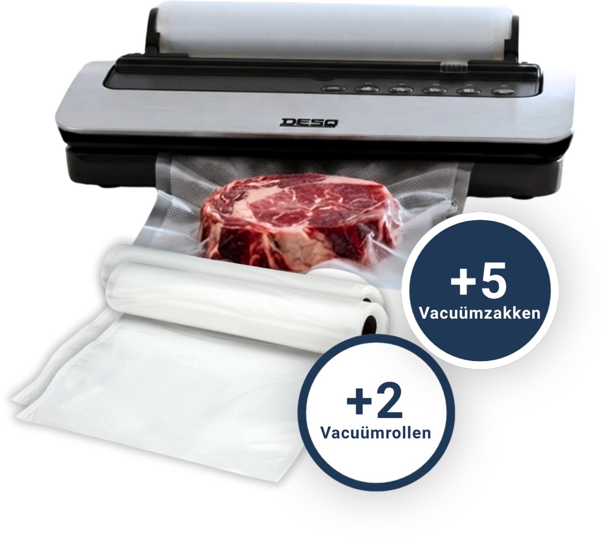 Bol.com DESQ® Vacumeermachine - Automatisch Vacuümapparaat - 5 Programma's - 80 kPa Zuigkracht - Dubbele Verwarmingsdraden - Rol... aanbieding