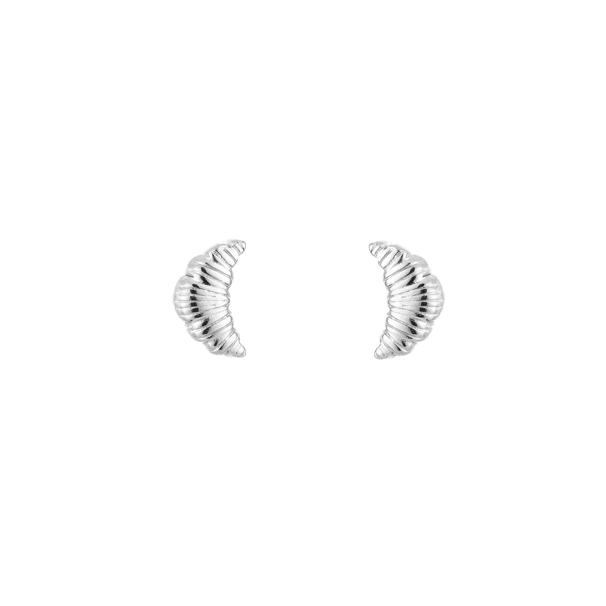 Stainless Steel Croissant Studs – Luxe Croissant Oorknopjes – RVS - Zilver