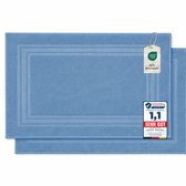 Komfortec Badmat Set - 2 stuks - 50x70 cm - 100% Katoen - Handdoek Dikte - Hotelkwaliteit - Zachte en Absorberende Douchemat/Handdoek - Lichtblauw
