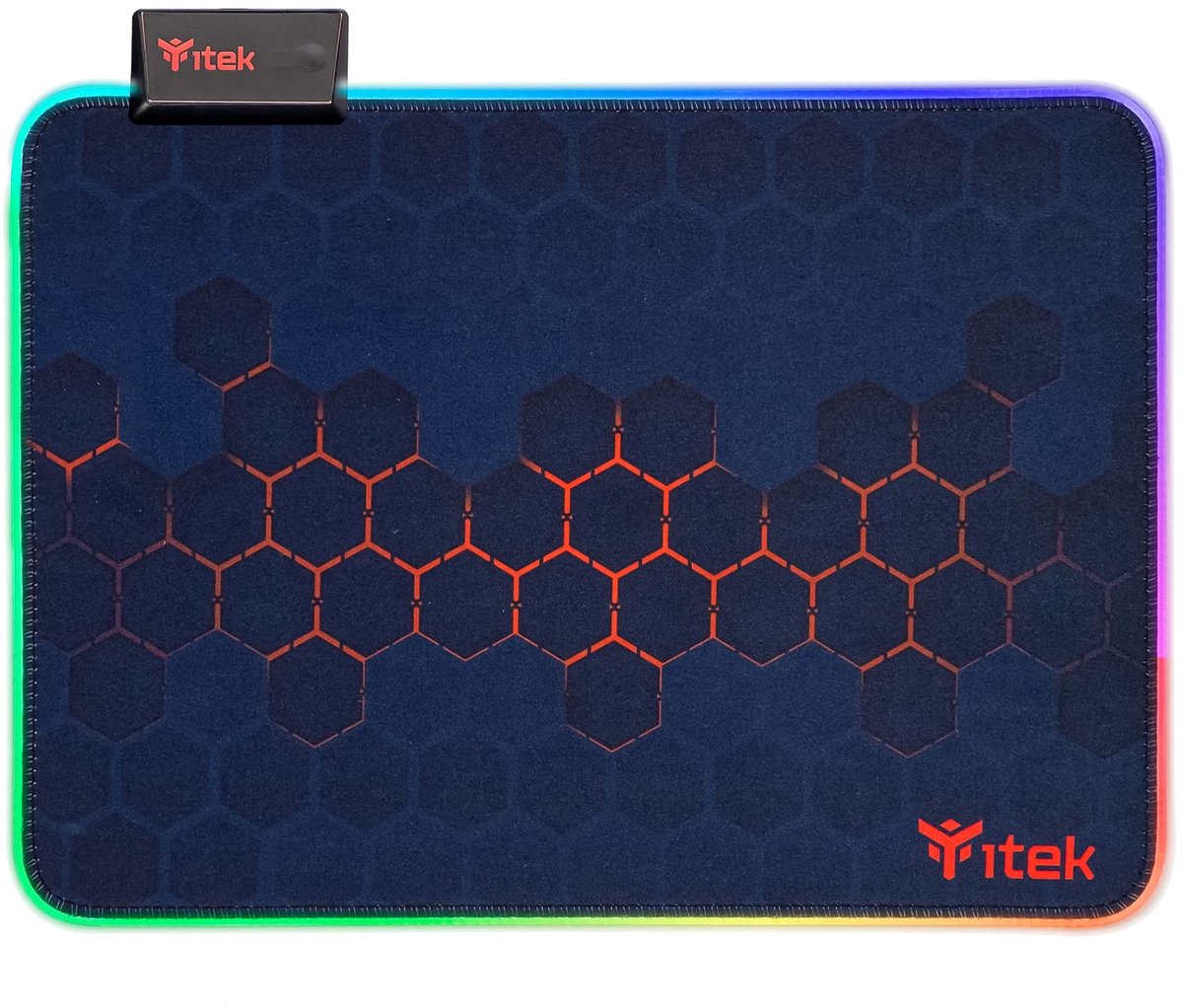 SnelShoppen - Gaming-muismat RGB met 12 Modi, 350 x 250 x 3 mm, Antislip, Wasbaar, Hoge Precisie, Premium Materialen, Zwart Rood, Perfect voor Gamers
