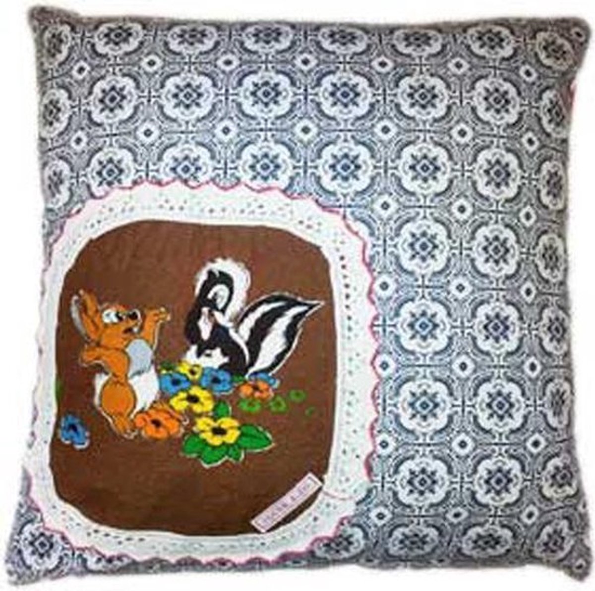 Toetie & Zo Handgemaakt Kussen Stampertje, retro, konijn, kinderkamer, 45x45
