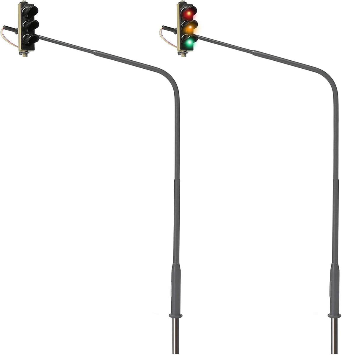 2-delige Set H0 1:87 Rechte Verkeerslichten met LED's voor Voertuigen en BOU Verlichting
