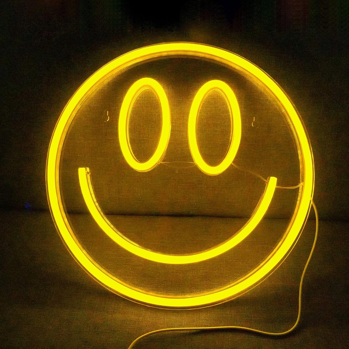 SnelShoppen - Glimlach gezicht neonbord geel led neon licht smiley gezicht muurdecoratie voor slaapkamer, kinderkamer, feest en verjaardagscadeau