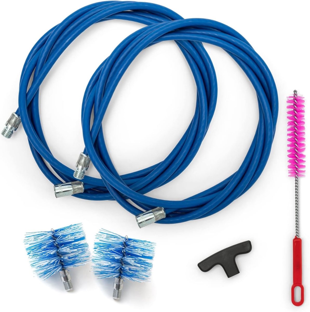 SnelShoppen - Cleaning set voor rookkanaal Ø 80 + 100 mm | Nylon borstel, gecoat staal, 6 m lengte, M12 aansluiting | Onderhoud afvoerpijpen