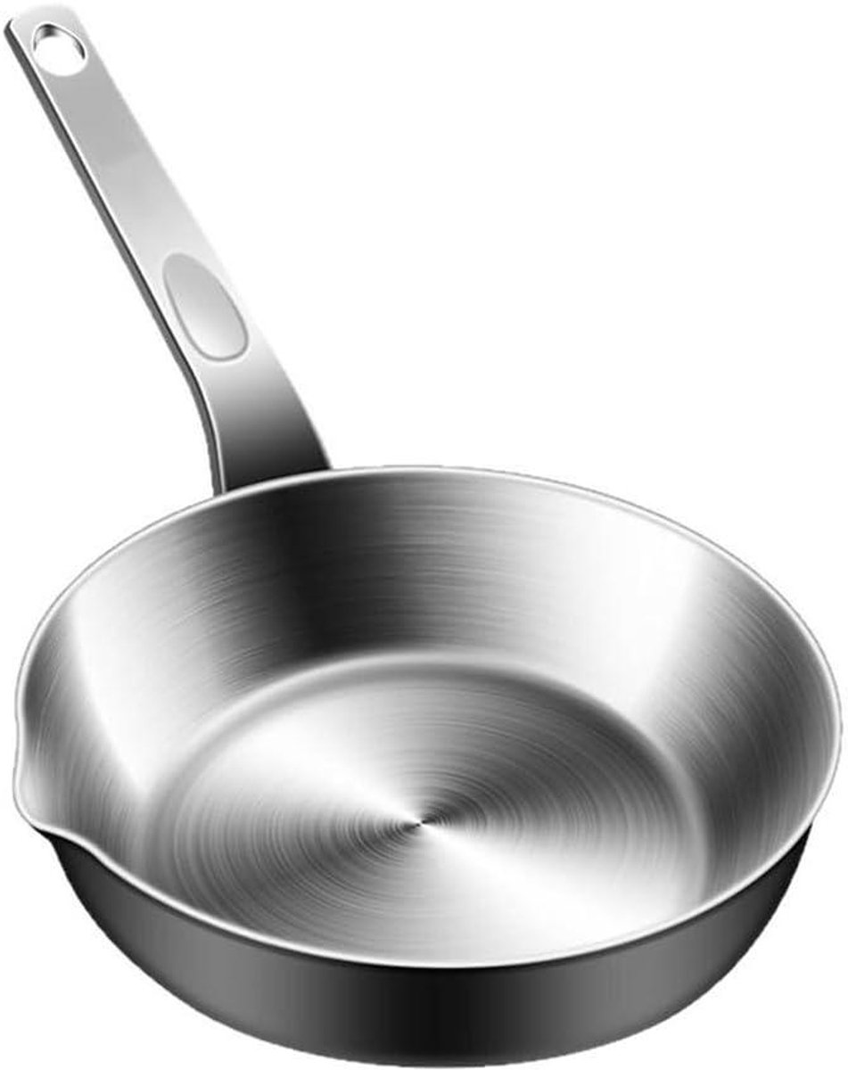 Mini eierpan - Omelet pan - Porties bereiden - Met schenktuit - Compact formaat - Zilver