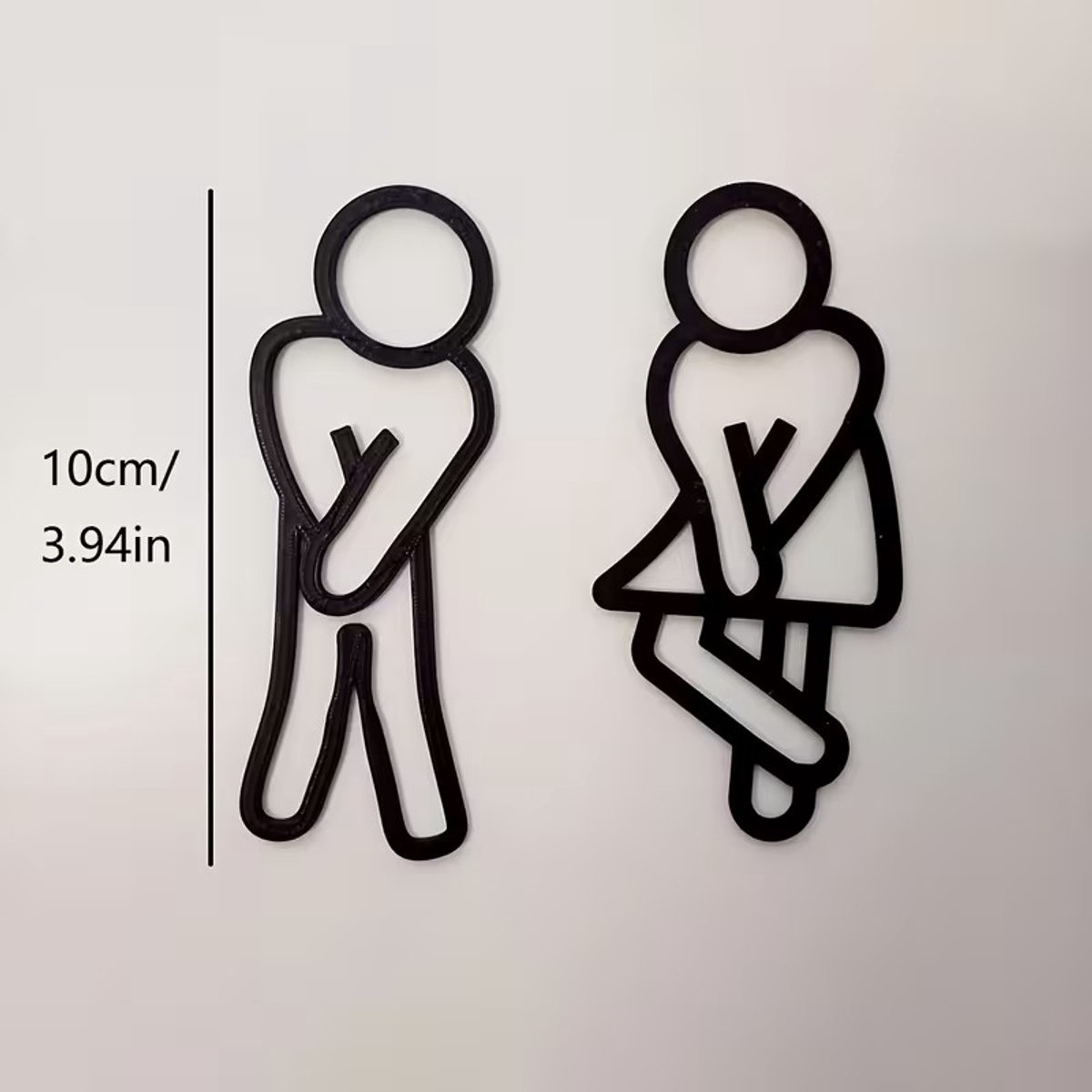 Luxe WC Bordjes Horeca & Thuis – Grappige Toilet Pictogrammen Dames & Heren – Zwart – Toilet Aanduiding / Deurbordje