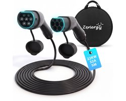 Zenergy Laadkabel Type 2 - 5 Meter - 22kW - 32A - 3 Fase - Auto - EV - Incl. Draagtas