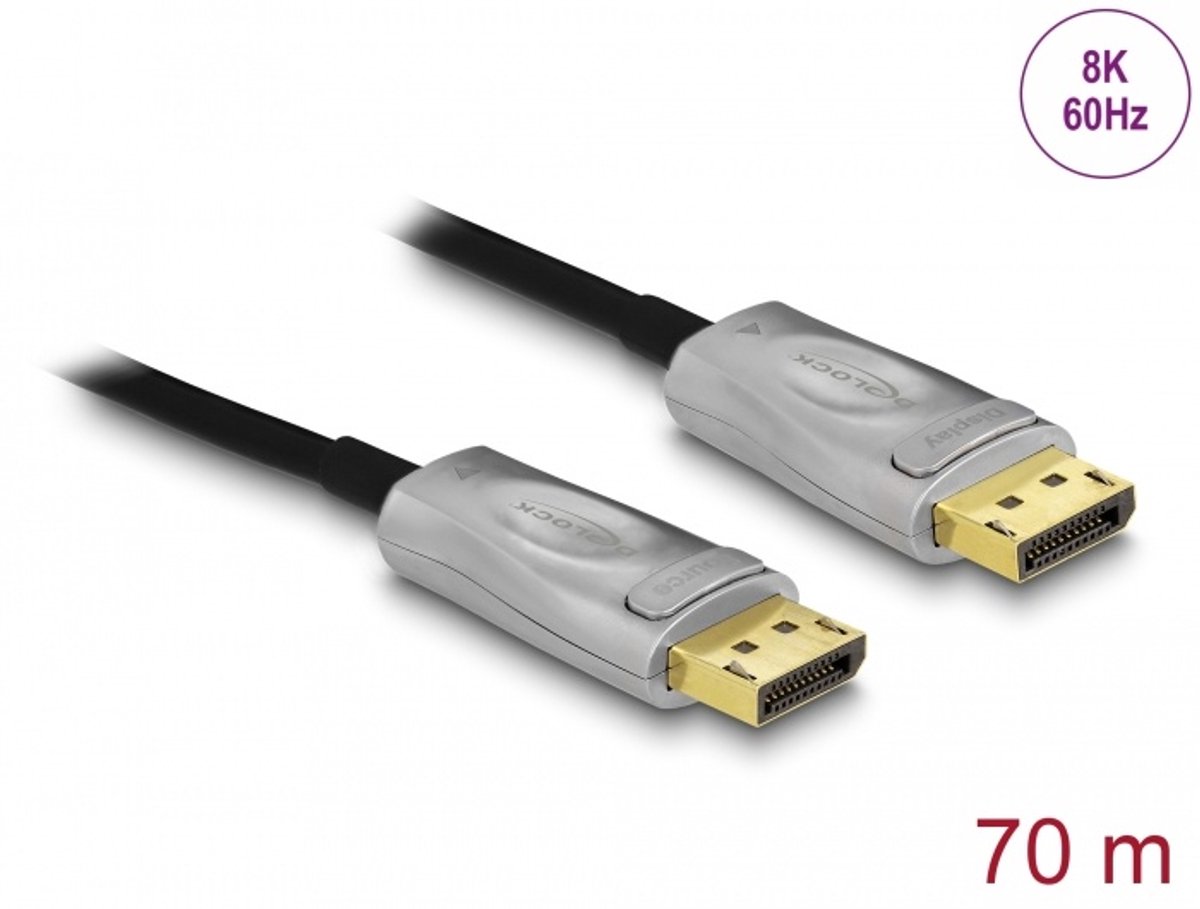 Delock Active Optical Cable DisplayPort 1.4 8K 70 m