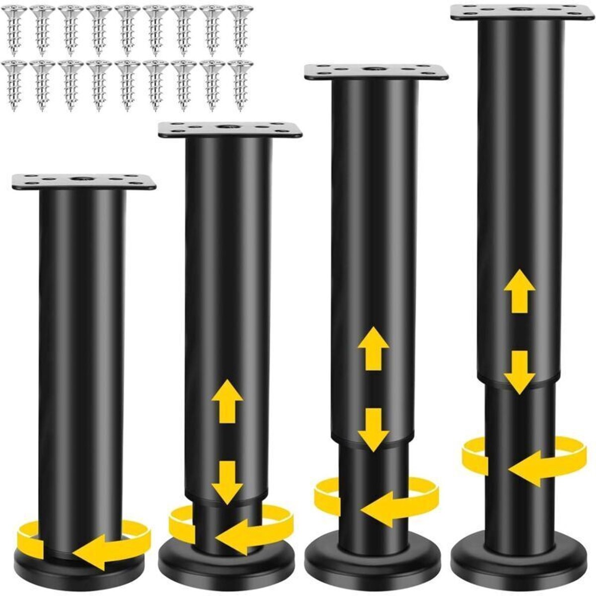 Set van 4 meubelpoten, 18-30 cm verstelbaar, metalen badkamermeubelpoten, geschikt voor ba