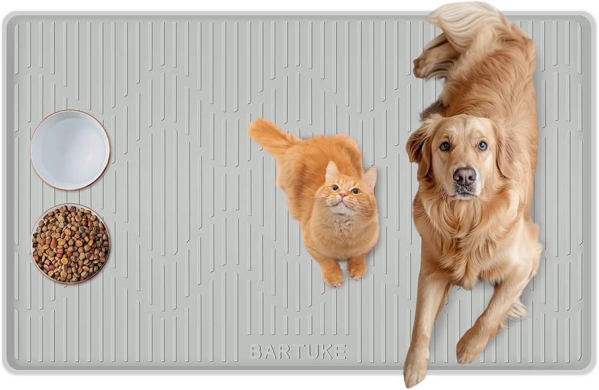 Siliconen voermat voor honden met verhoogde rand, ideaal voor voer en water, 86 x 51 cm, geschikt voor kleine en middelgrote huisdieren
