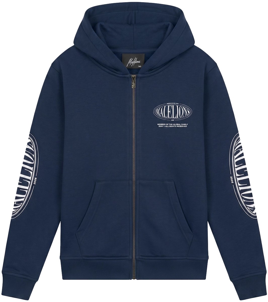 Malelions relaxed lifestyle zip hoodie in de kleur marine.