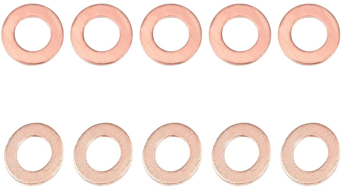 5mm x 9mm x 1mm (IDxADD) Platte Koperafdichtringen - 50 Stuks - Geschikt voor Industriële Machines en M5 Schroeven - Duurzame Koperafdichtingen voor Betrouwbare Verbindingen