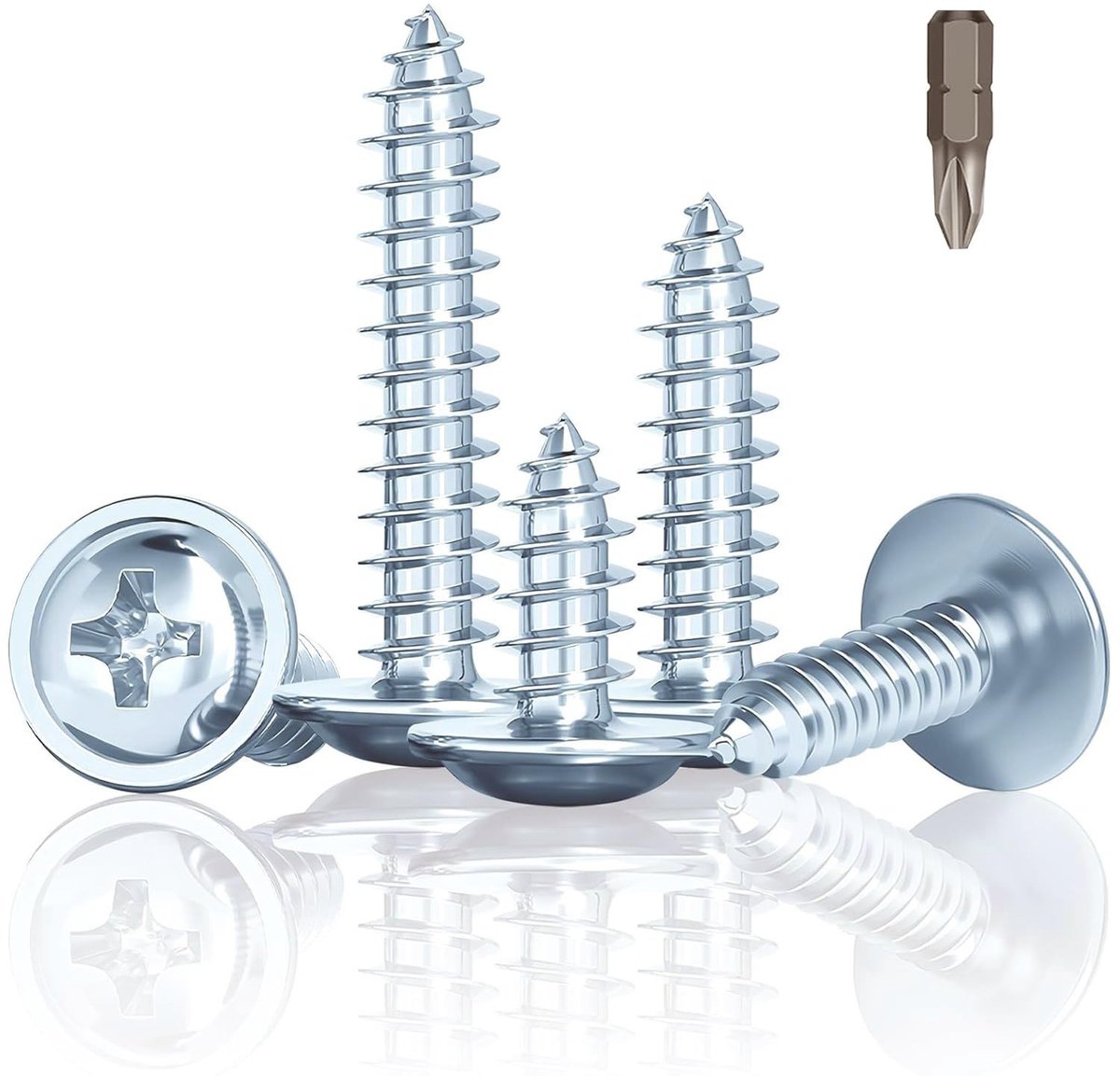 Set van 120 Zelftappende Schroeven 4.2 x 32 mm met Schijfkop voor Hout en Metaal, Gegalvaniseerd, Volledige Draad, Geschikt voor Plaatstaal en Houtbewerking