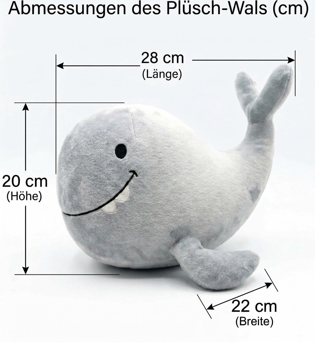 SnelShoppen - Grijze Deurstopper Walvis - 1,4 kg Zware Deurbuffer van Stof - Decoratieve Deurhouder voor Woonkamer, Hal en Kinderkamer - 28 x 21 x 23