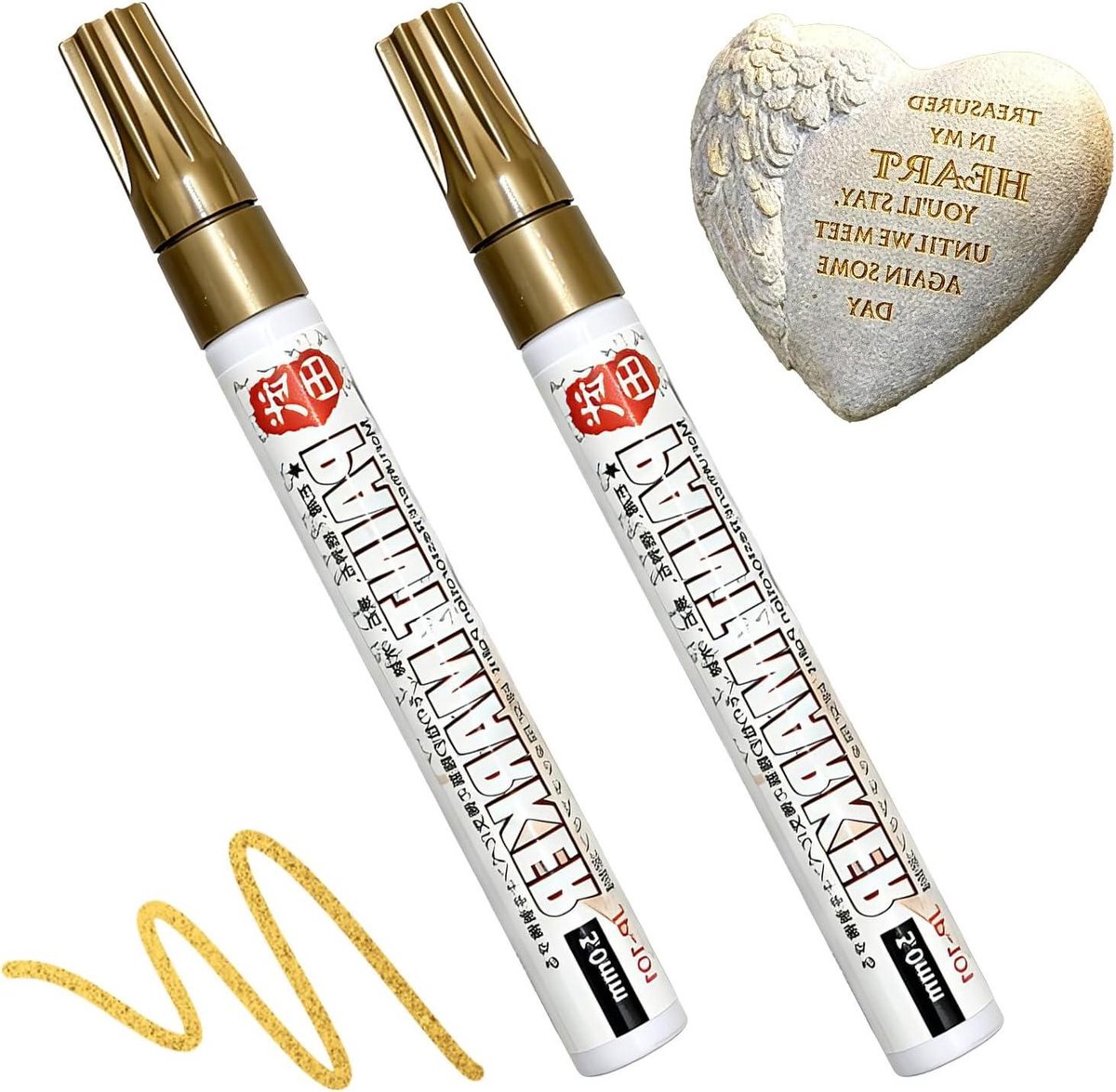 Acrylstiften Set - Permanente Markers - Decoratie Projecten - Weerbestendige Inkt - 2 Stuks - Goudkleurig