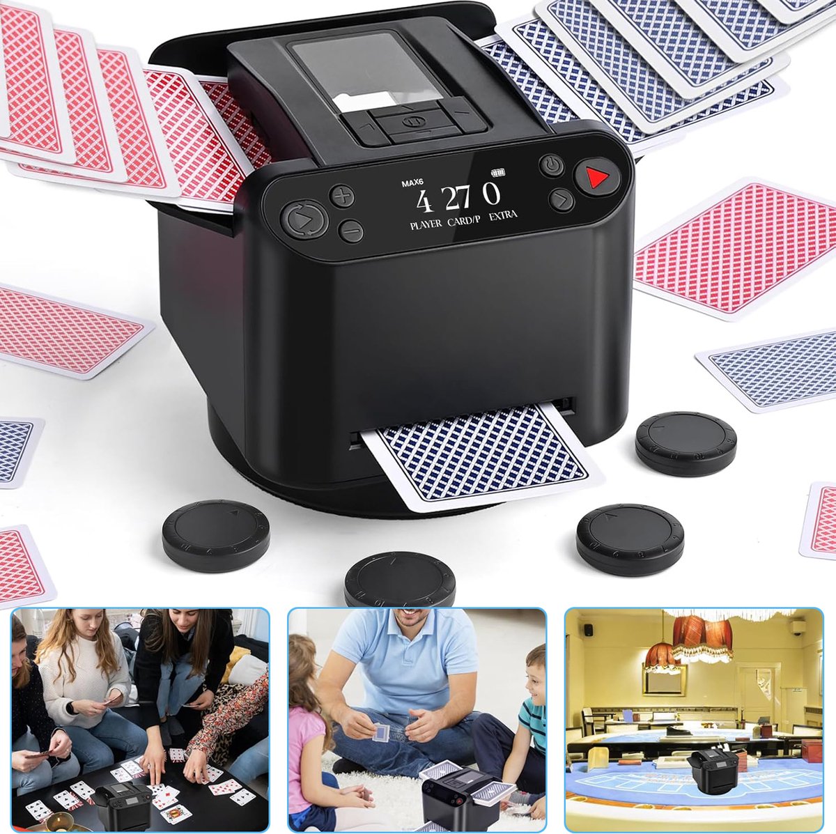 Kaartschudmachine - Automatische Kaartenschudmachine En Dealermachine - 2-Decks Pokerkaarten Schudmachine - Met 4 Tekenafstandsbedieningen