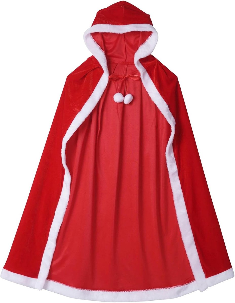 Verwarmende Fluwelen Cape met Kap voor Kerst en Halloween, Perfecte Kostuumaccessoire voor Feestdagen
