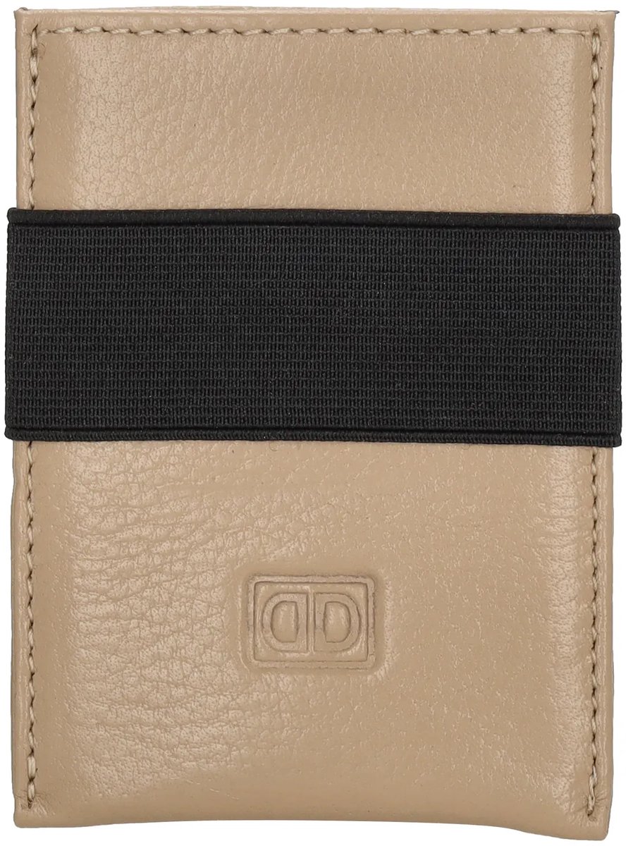 Double-D leren Creditcard houder etui - Pasjeshouder - Taupe