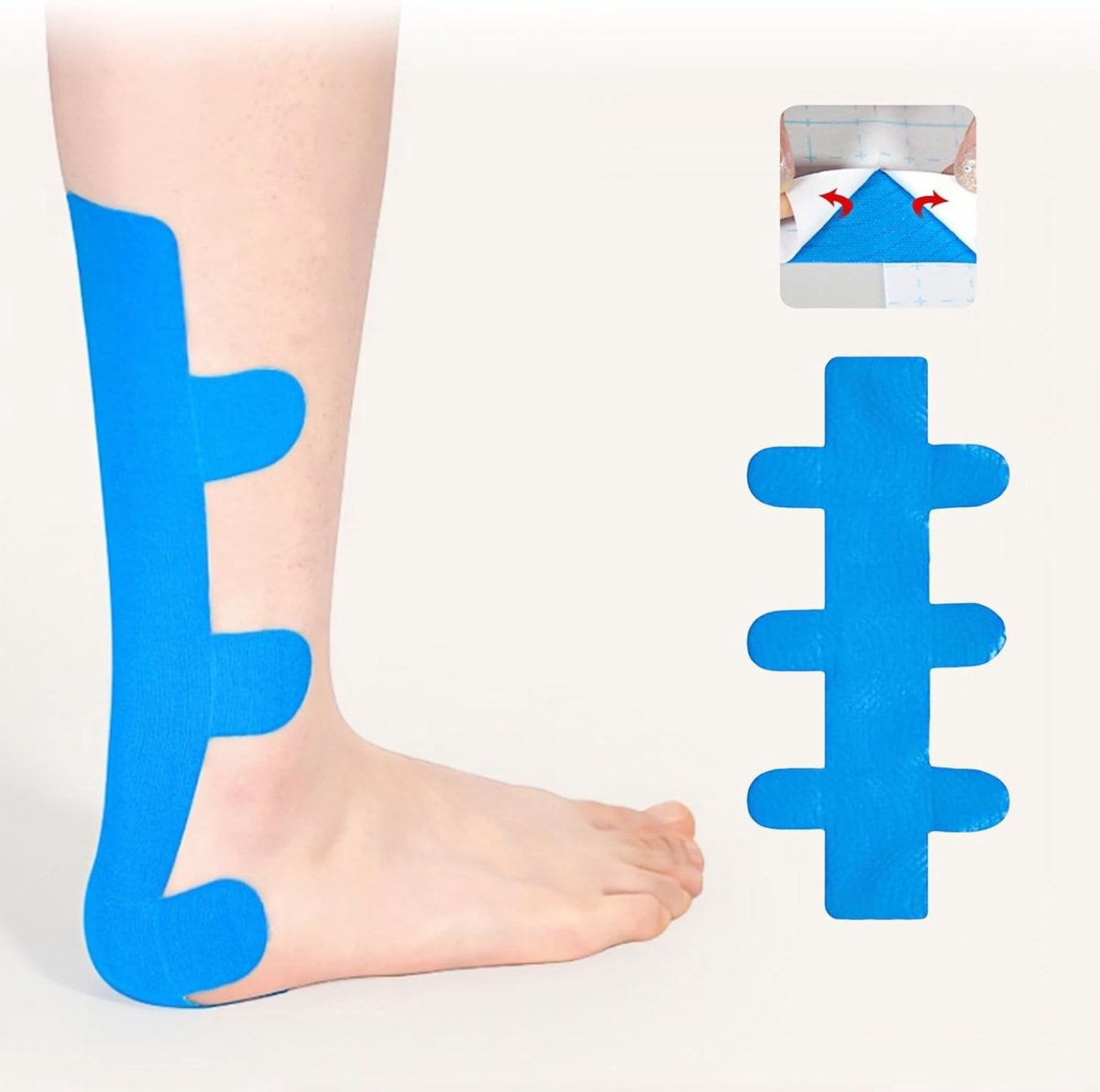 Voorgesneden kinesiologie tape voor hielpezen, ademend en huidvriendelijk, 10 stuks, elastisch en waterdicht voor optimaal comfort en ondersteuning