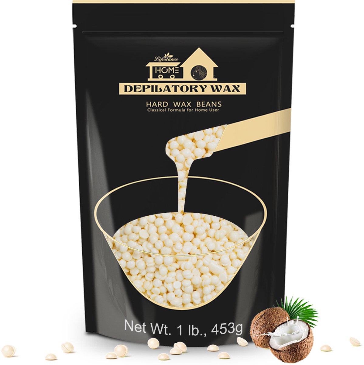 Lifestance Hard Wax Beans Coconut - Wax Korrels & Wax Parels 453g - Professionele Ontharingswax Zonder Strips - Voor Gezicht, Benen, Oksels & Bikinilijn