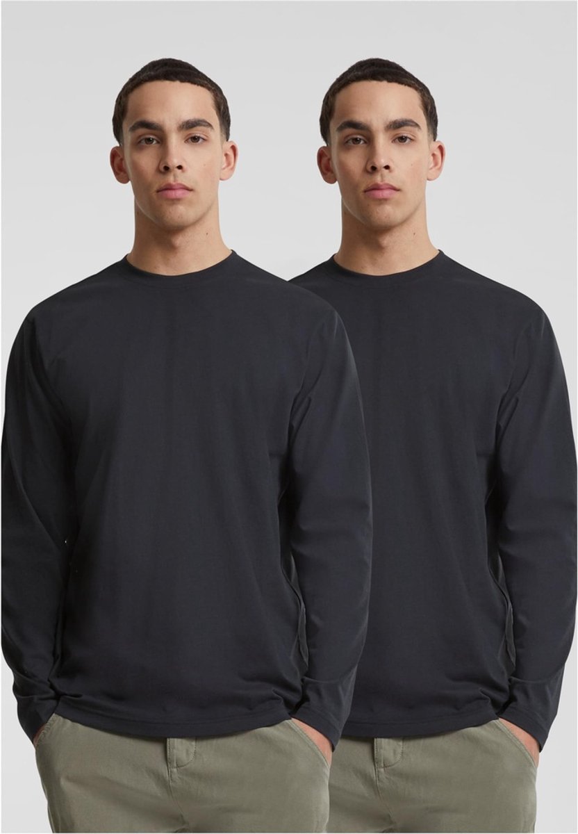 Urban Classics Basic 2pack Longsleeve shirt 5XL Zwart