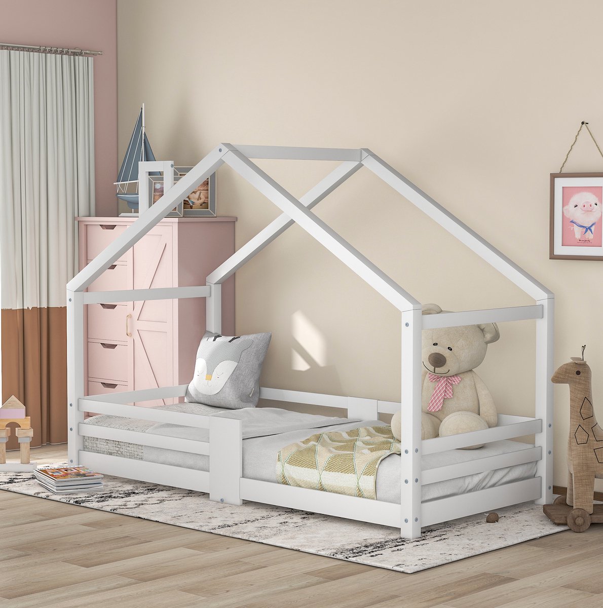 COVREO Bedframe 90 x 200 cm wit hout met uitvalbeveiliging, zonder matras