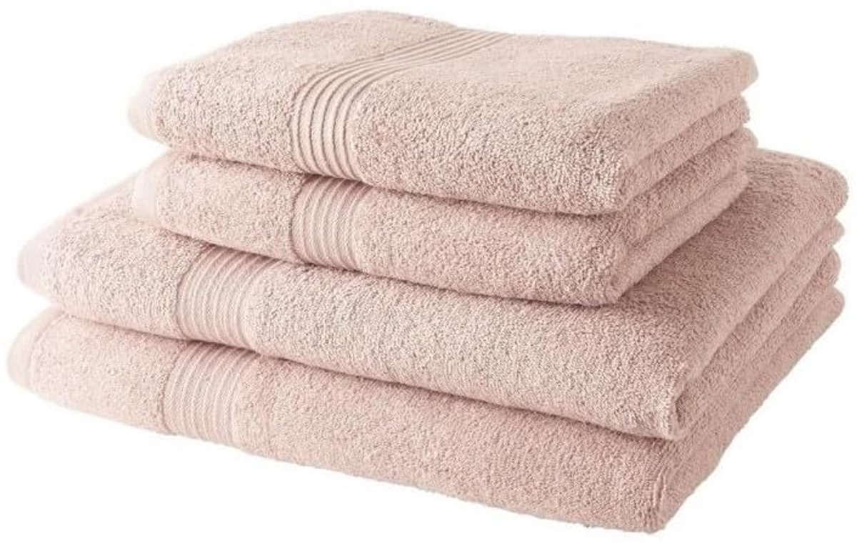 SnelShoppen - 2 handdoeken 50 x 90 cm + 2 badlakens 70 x 130 cm 100% katoen – zandrozen badlinnen set voor badkamer, luxe, zacht, hoogwaardig, elegant