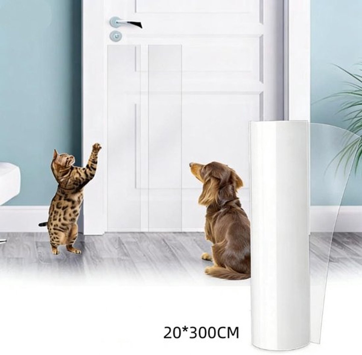 Krasbescherming voor bank tegen katten - Transparante PVC zelfklevende folie - Rolformaat 20×300CM - Krasbestendige bescherming voor meubels en muren - Essentiële hulpmiddel om huisdieren te beschermen tegen krassen