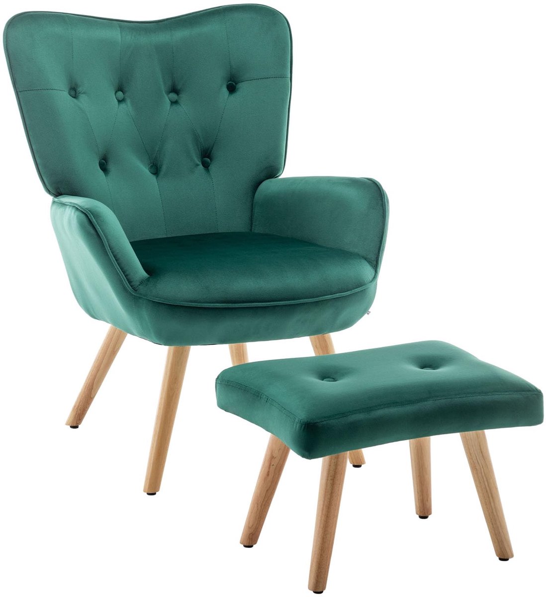 SnelShoppen - Comfortabele Fauteuil met Voetenbank - Fluwelen Leesstoel voor Woonkamer en