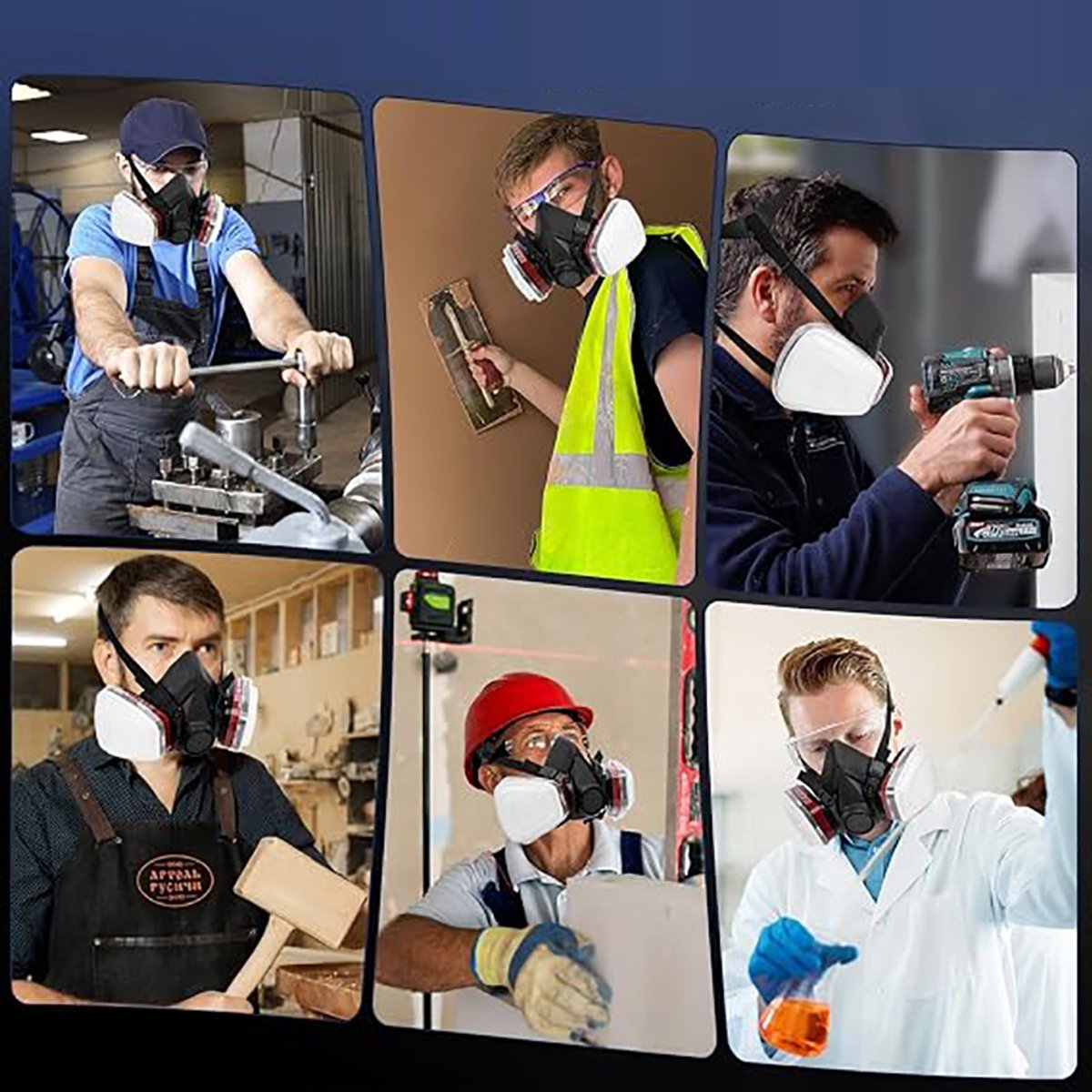 Ademhalingsmasker Met Filters - Herbruikbare Gezichtsmaskerset - Halfgelaatsmasker - Gasmasker Voor Spuitverf Chemicaliën En Gas
