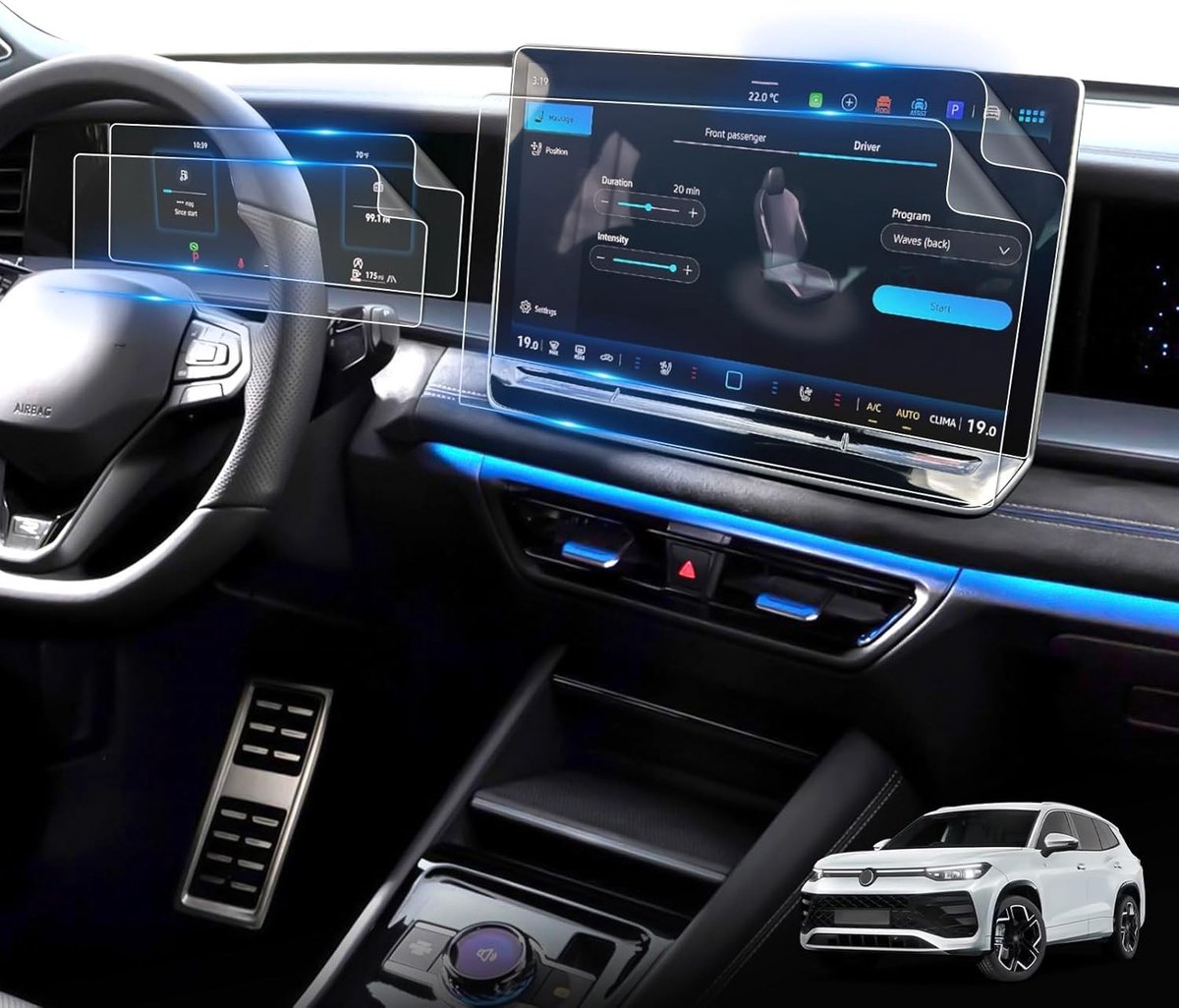 Krasbestendig beschermglas set voor VW Tayron SUV 2025-2027, 15 inch en 10,25 inch displaybescherming, ideaal voor langdurige bescherming en helder beeldscherm.