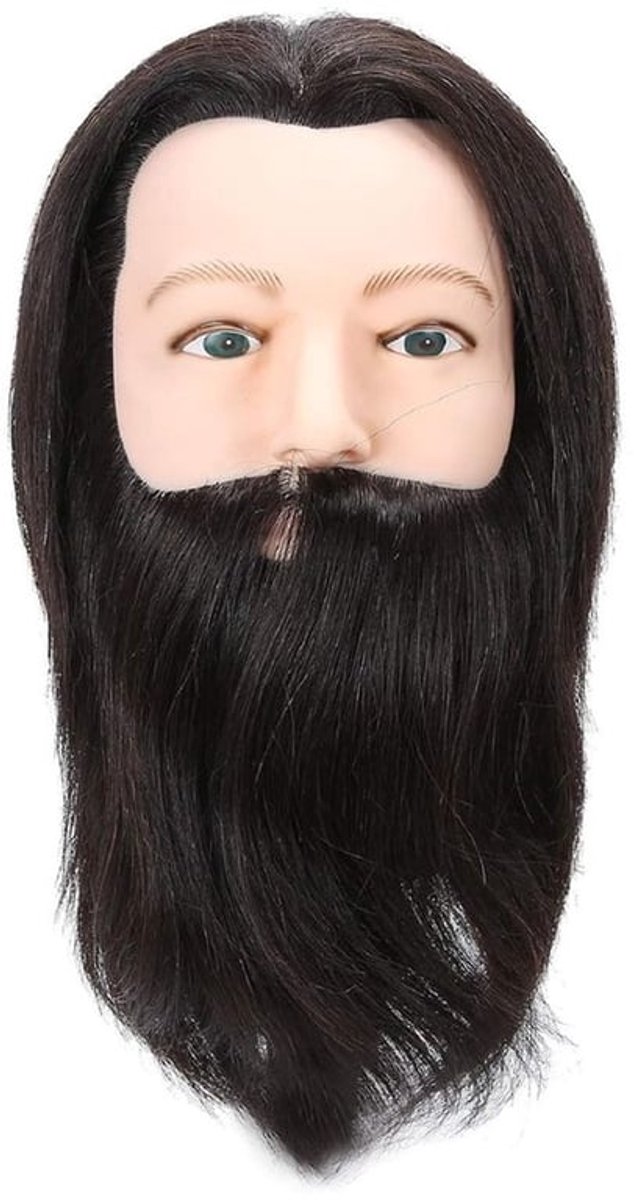 Mannequin Hoofd 100% Echt Mensenhaar - Oefenhoofd - Kappershoofd - Paspop Hoofd - Styling Poppenhoofd - Haarlengte 25 cm - Haarpop