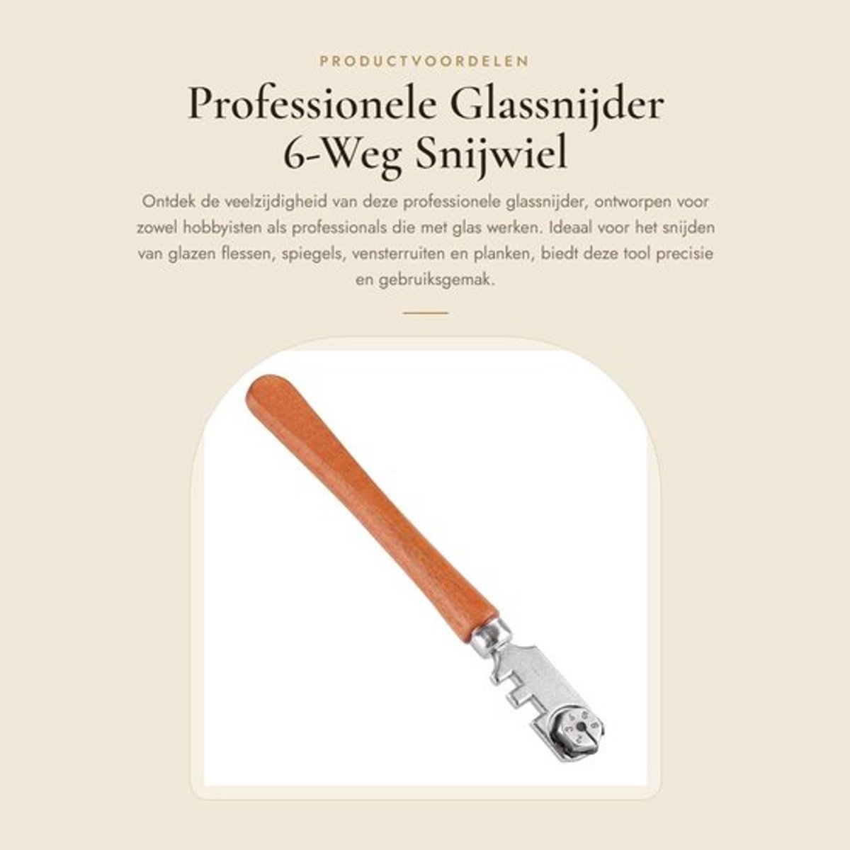 Glassnijder Professioneel 130 mm - Snijdikte 4-10 mm - 6-weg Snijwiel - Ideaal voor Flessen/Spiegels - Metaallegering Bindmiddel - Sinteren Productieproces - Glasbewerking