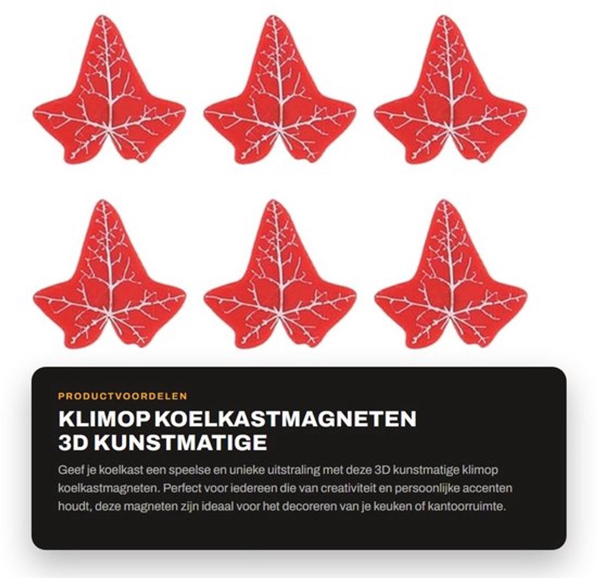 Klimop koelkastmagneten - 3D kunstmatige klimop - Creatieve decoratie - Rood - Grappige ro