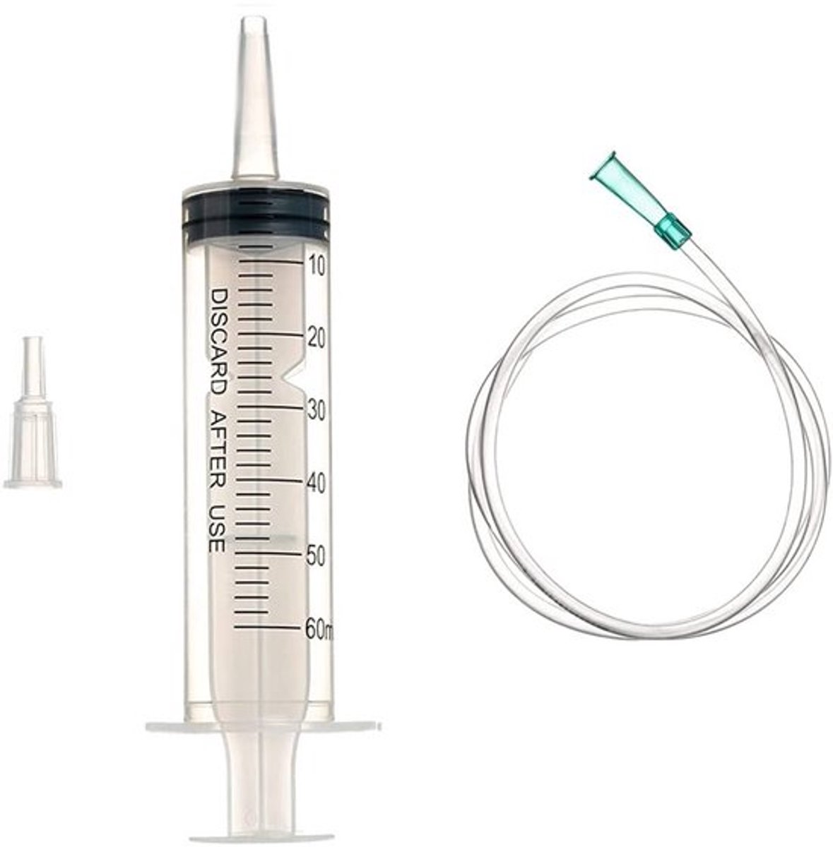 Spuit 60 ml - Hoge Kwaliteit - Duidelijke Meetmarkeringen - Veilig Kunststof - Ideaal voor Vloeistoffen - Individueel Verpakt - Doseerspuit