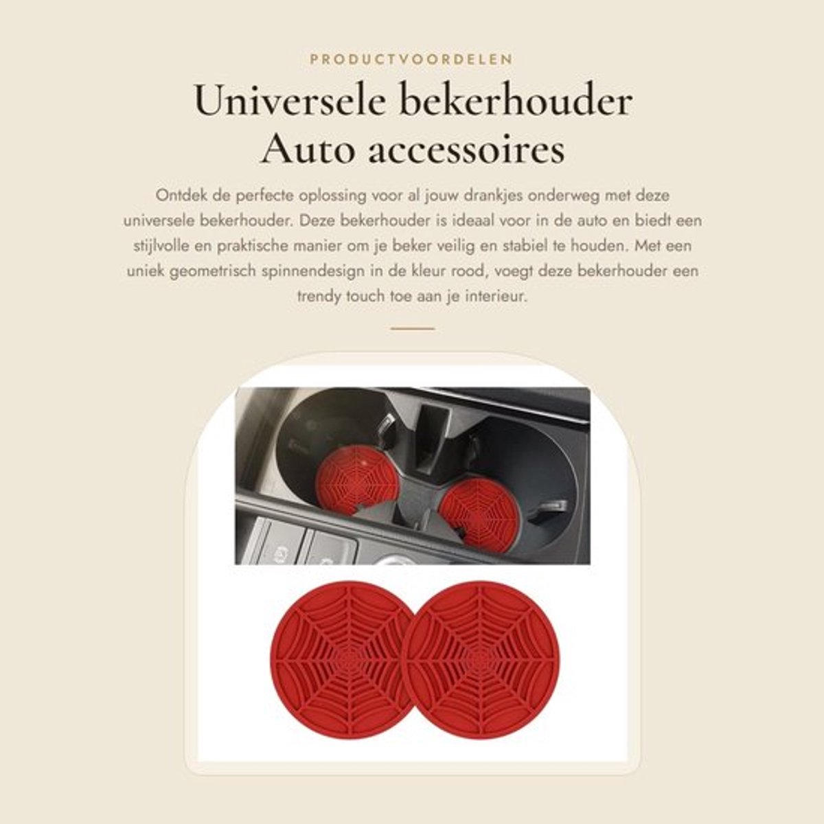 Bekerhouder Universeel - Bekerhouder Auto - Antislip - PVC - 2 Stuks - Geometrisch Spindesign - Schokbestendig - Bekermat