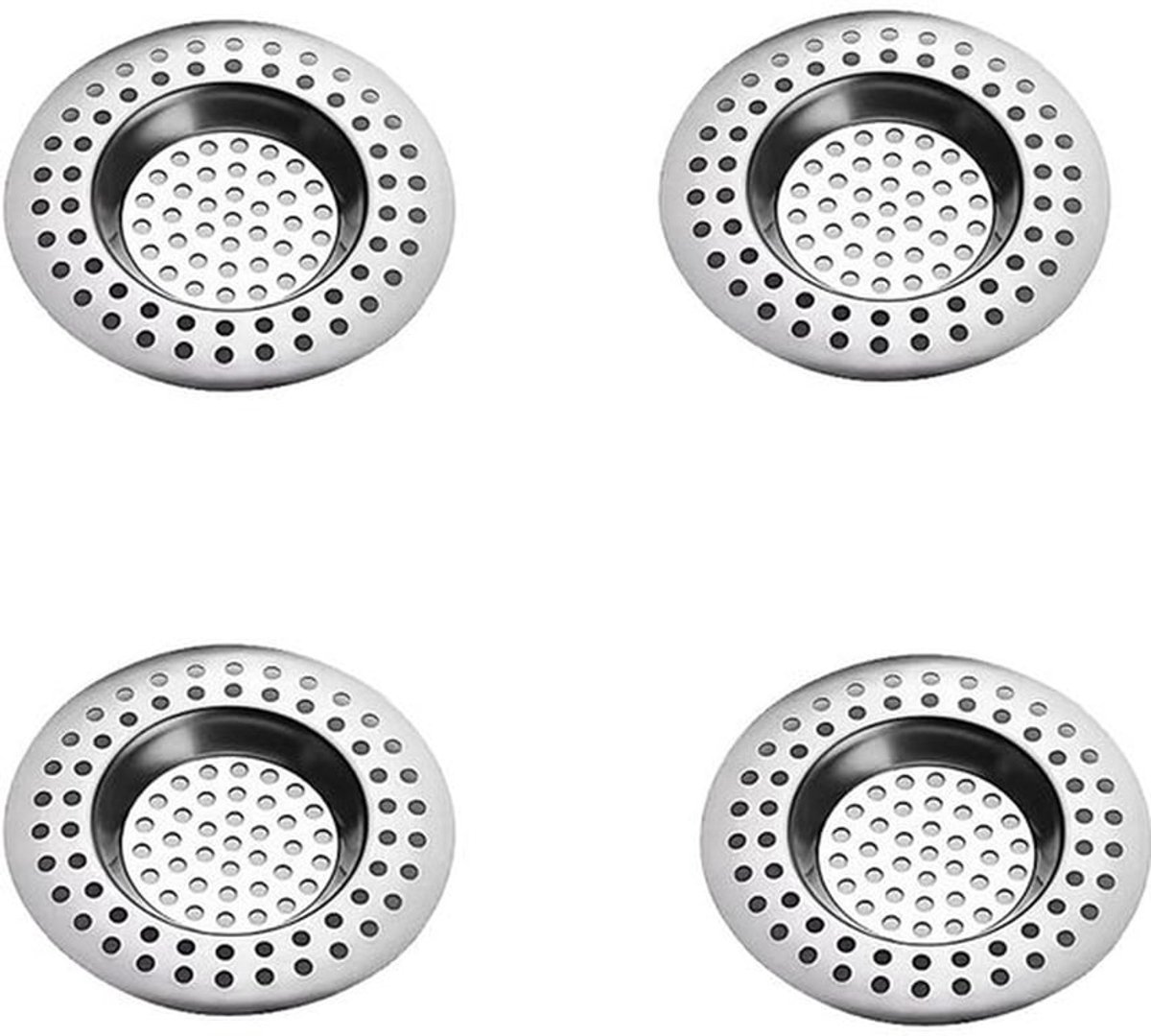 Afvoerzeef Roestvrij Staal - Gootsteenzeef - Douchezeef - Haarvanger - Set van 4 - Duurzaam Materiaal