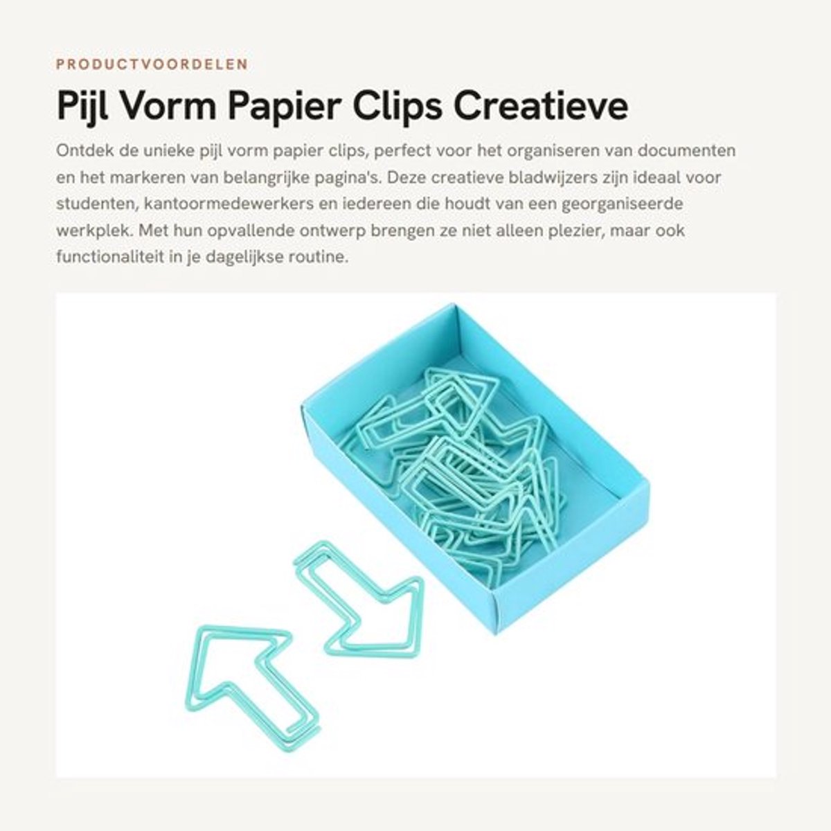Papierclips Pijlvorm - 12 Stuks - Kantoorbenodigdheden - Creatieve Bladwijzers - Hoogwaardig Metaal - Duurzaam en Lichtblauw - Kantoorclips