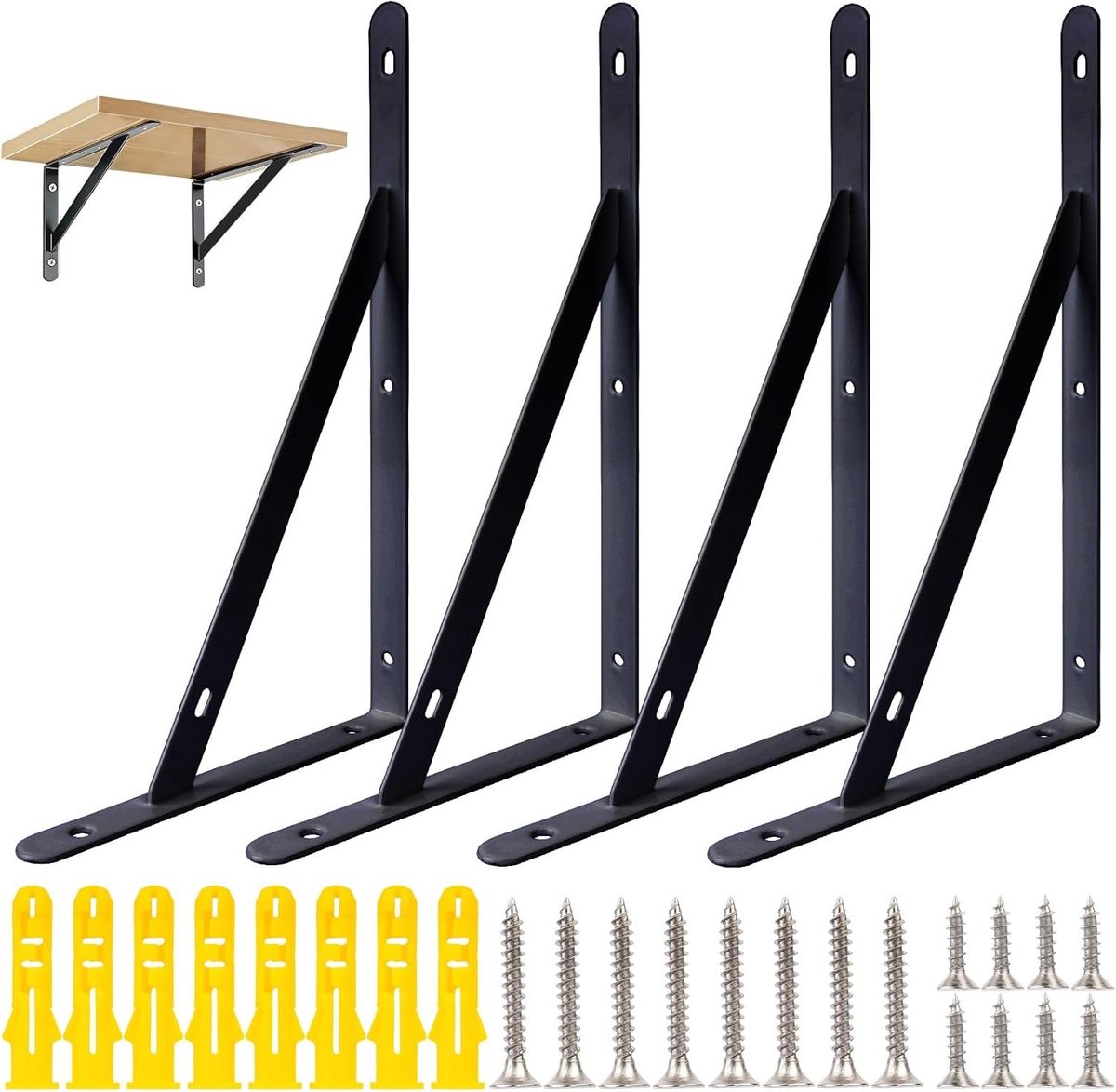 Zware Wandplank Houder, Triangulaire Hoekplank, Muurbevestiging, 90 Graden, 25 x 15.5 x 1.5 cm, Ideaal voor Opslag en Decoratie