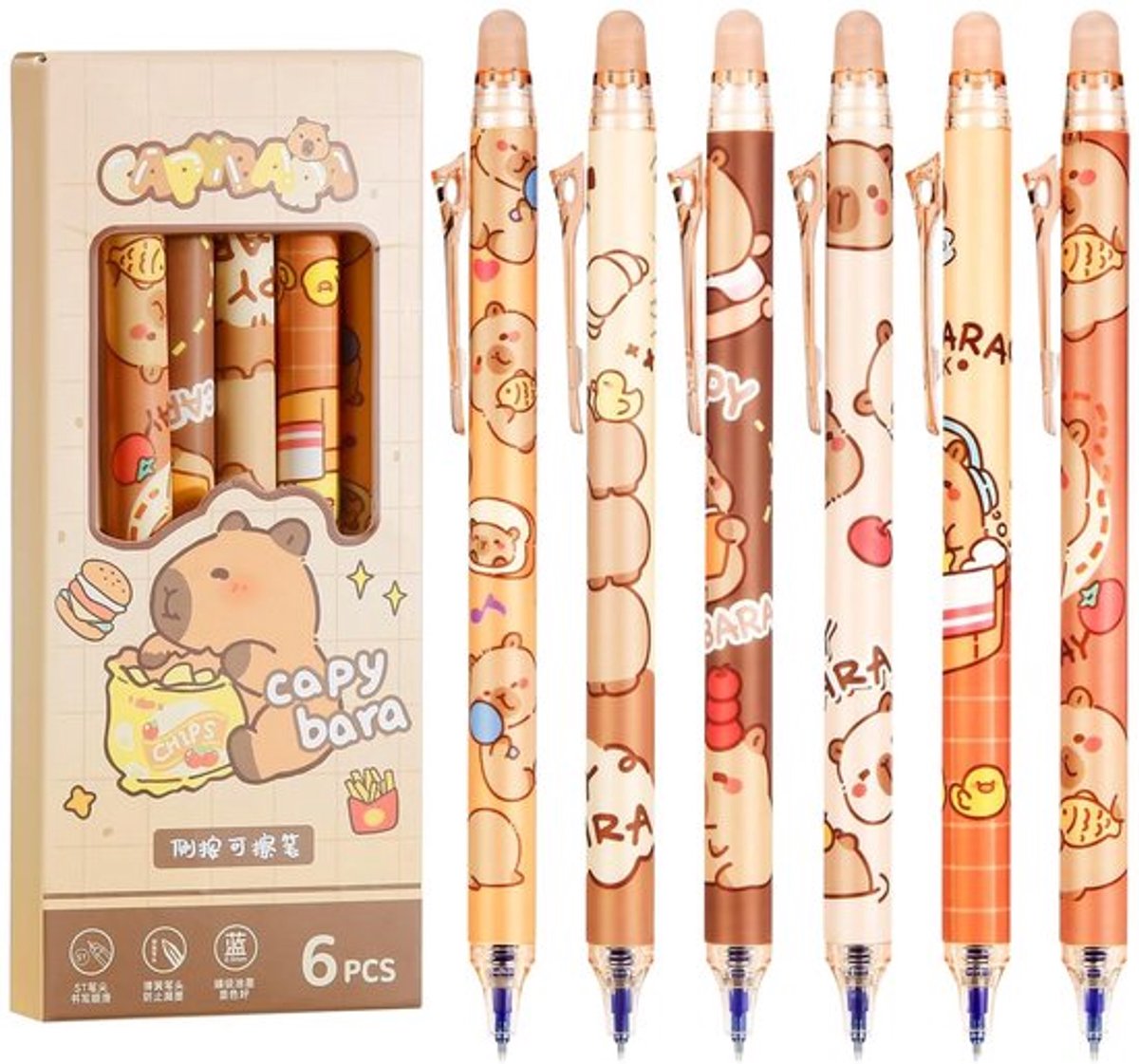 Gelpen 0,5 mm - 6 Stuks - Uitwisbaar - Schattige Dieren - Sneldrogende Inkt - Kantoor/Schoolbenodigdheden - Schrijfpennen