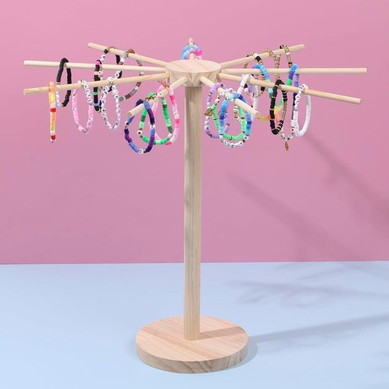 SnelShoppen - Pasta Droogrek, Pastamaker van Hout, 46 x 40 cm, voor tot 4.5 kg Verse Pasta, 9 Afneembare Armen, Herbruikbaar Spaghetti Droogrek voor T van Snelshoppen — afbeelding 5
