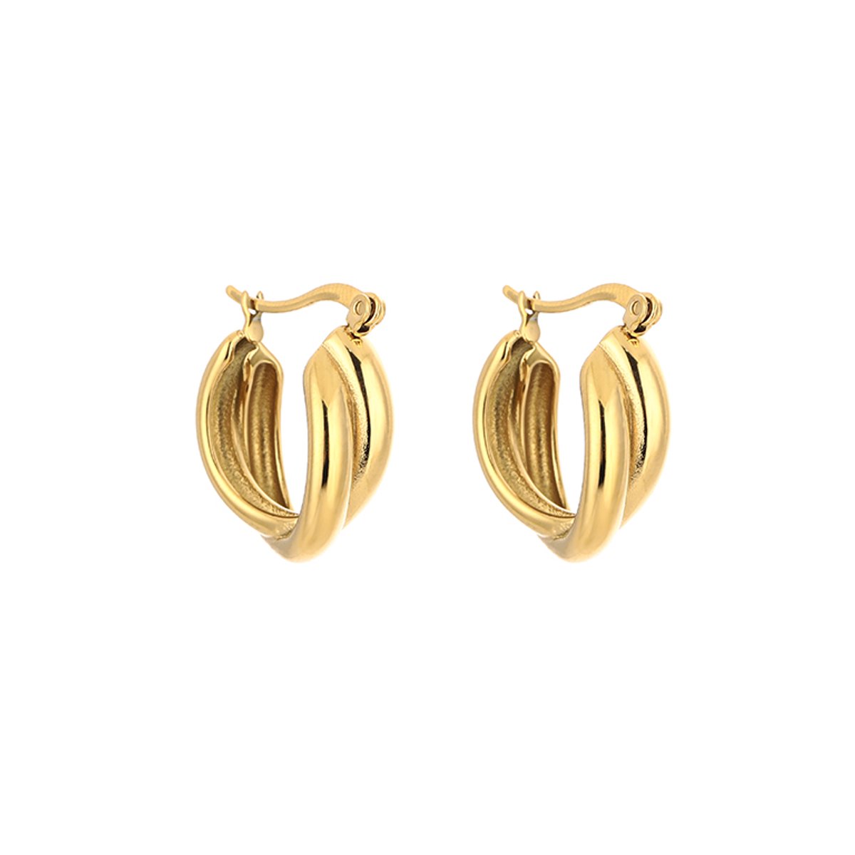 Stainless Steel Chunky Twisted Hoops – Luxe Getwiste Oorringen – RVS - Goud