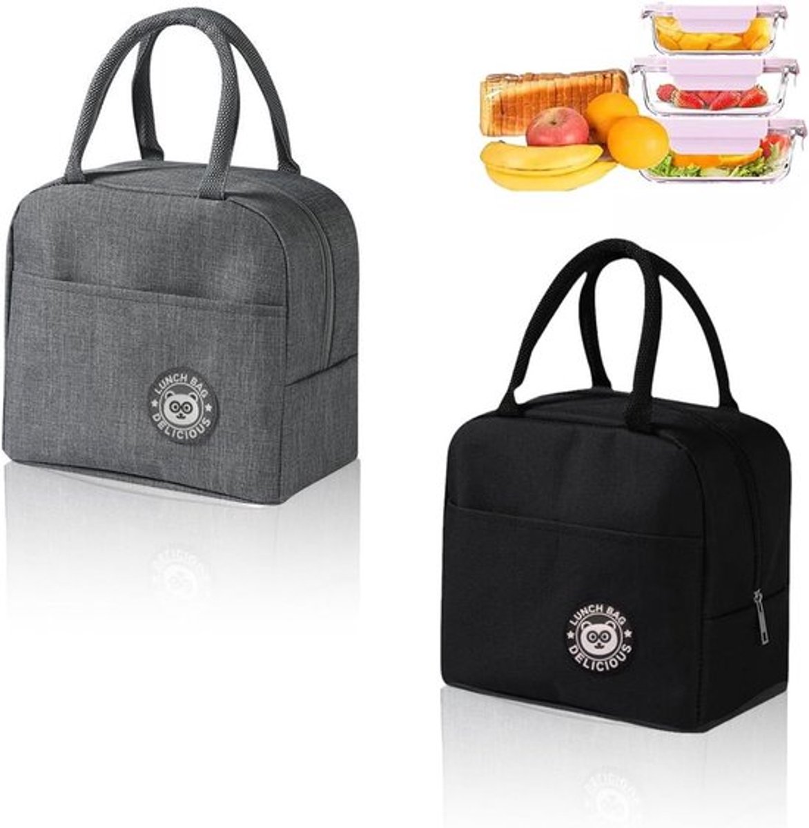 Thijox - 2 Stuks Dubbellaags Isolatietassen 6L - Opvouwbare Koeltassen met Warmte-Isolerende Folie - Waterdichte Lunchtas voor Kantoor, School, Campin
