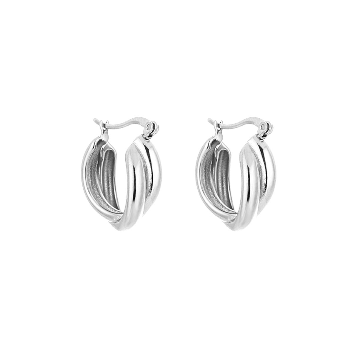 Stainless Steel Chunky Twisted Hoops – Luxe Getwiste Oorringen – RVS - Zilver