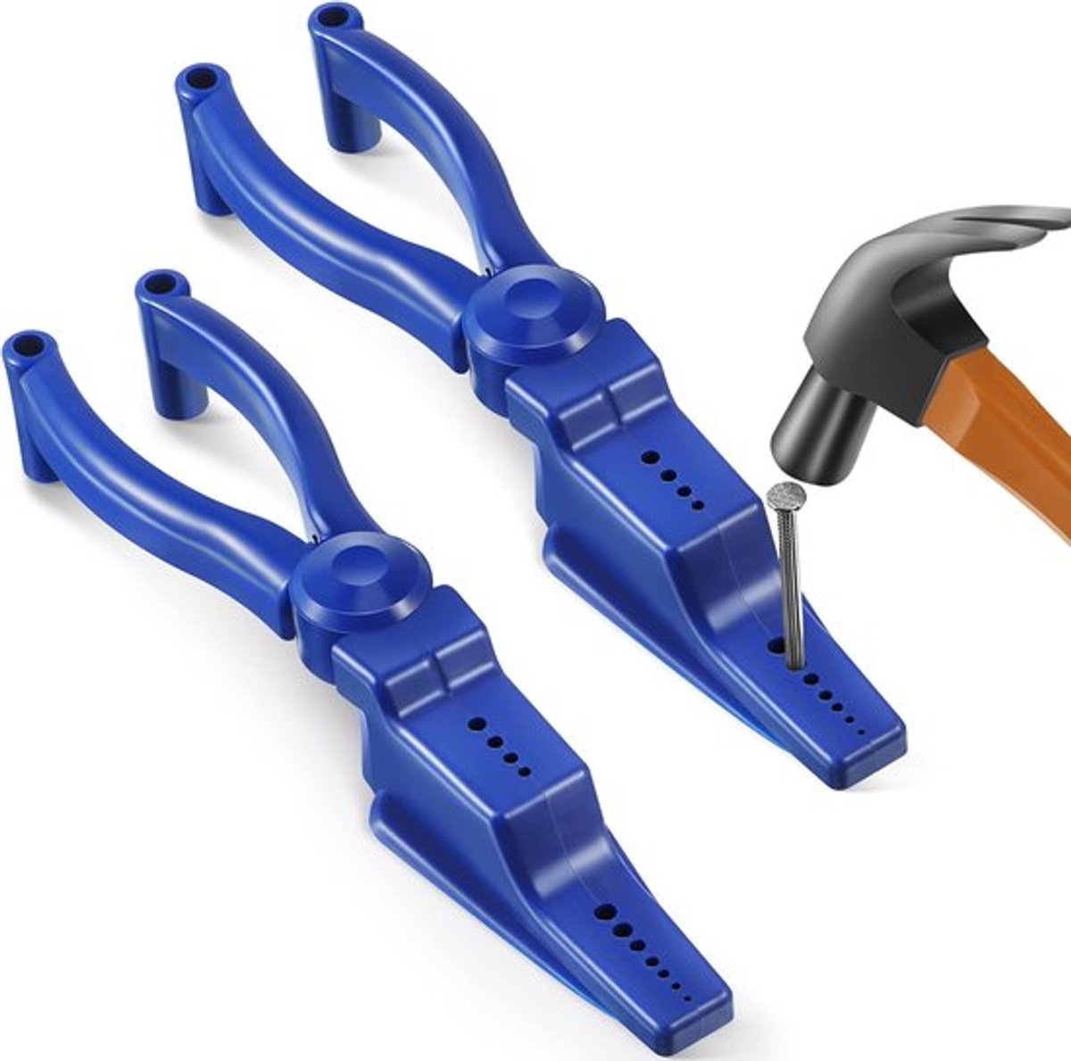 Tweedelige hamernagelhouder, hamernagelschaar, schuifverbindingstang voor vingerbescherming, basisgereedschap voor reparaties en houtbewerking.
