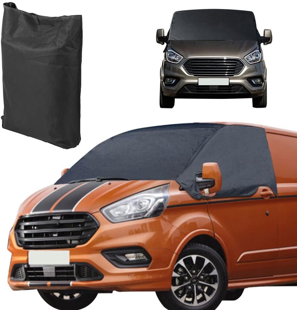SnelShoppen - Afdekzeil Voorruit Ford Transit Custom 600D Waterdicht Weerbestendig Zonnewering Windwering Sneeuwdek Blokkeerscherm Externe Bescherming