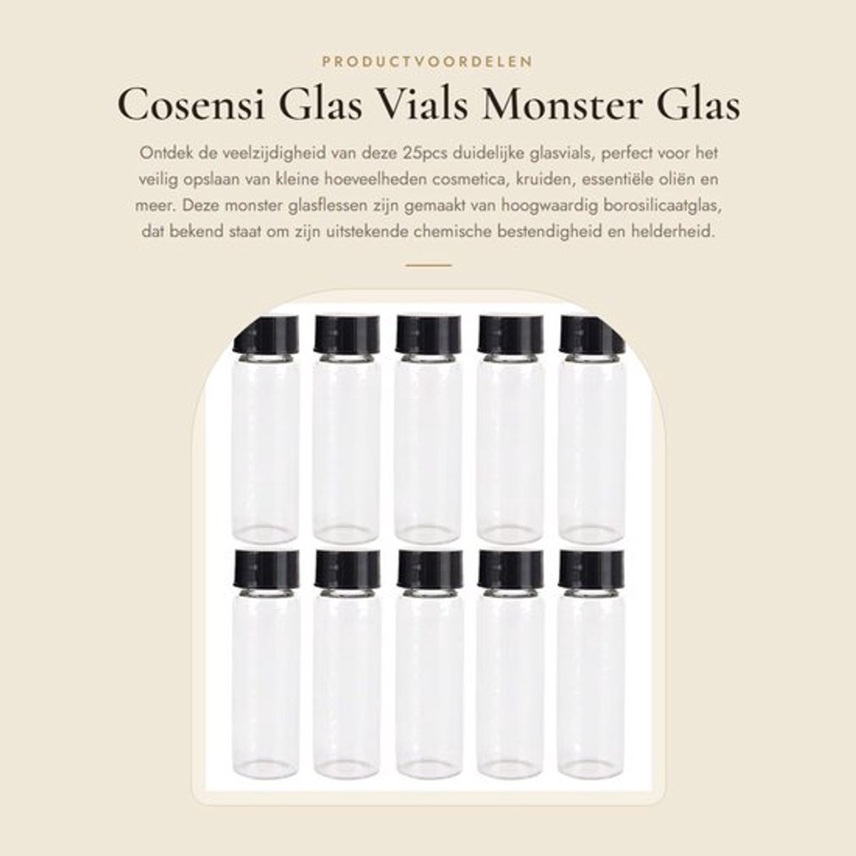 Glasfles 30ml - 25 Stuks - Borosilicaatglas - Zwarte Schroefdop - Lab Vials - Cosmetische Container - Lekvrij - Samplefles