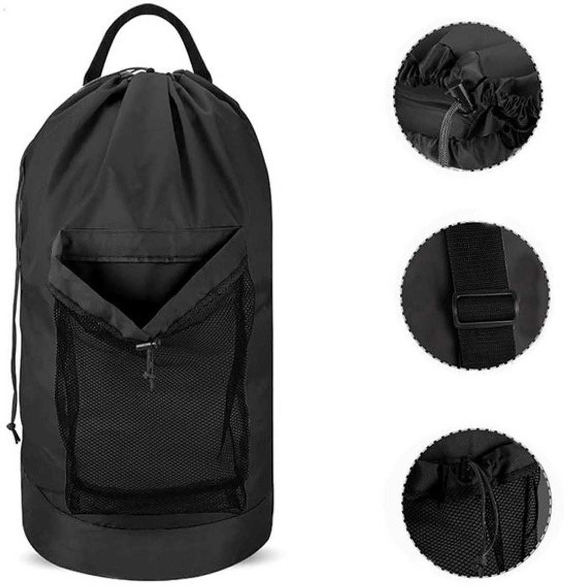 600D Oxford-stoffen tas, reishoogsluiting dubbel schouder rugzak voor wasgoed, waszak, vuile kleren opbergzak, waterdichte waszak, rugzak waszak, geschikt voor universiteit, reizen, wasmat, appartement, 33*74CM