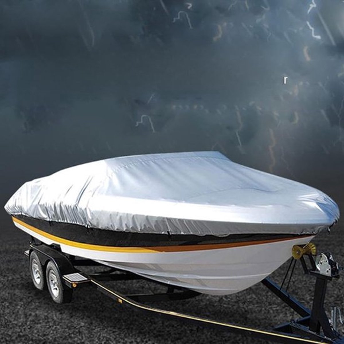 Boot COVER, Waterdichte Deksel Waterdichte Bootafdekkingen Waterdicht en Scheurbestendig Boot Canvas, Tarps met Winddichte Riemen Tarp voor V-hul, hul, Basboot, Vis en Ski (600x310)